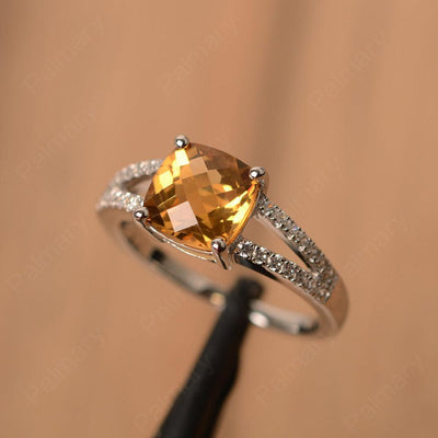 Cushion Cut Citrine Split Rings - Palmary