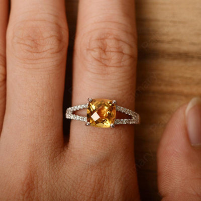 Cushion Cut Citrine Split Rings - Palmary