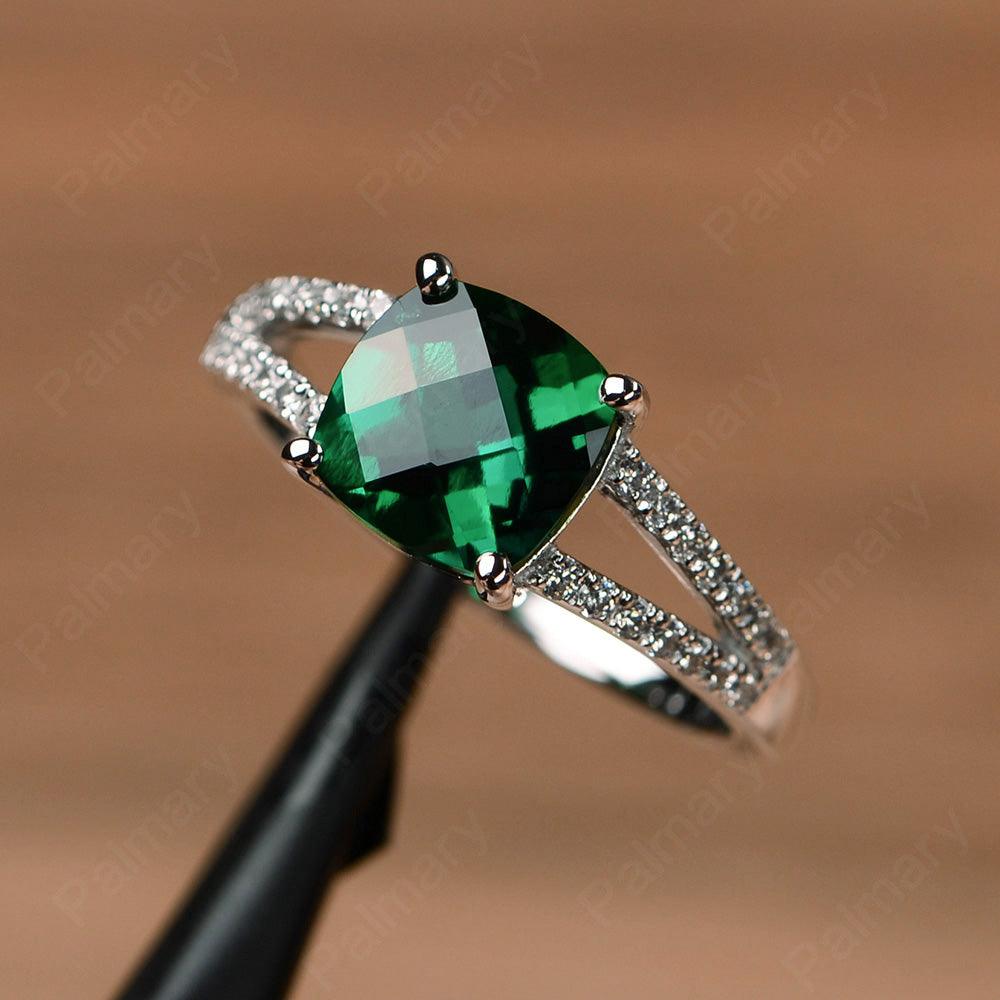 Cushion Cut Emerald Split Rings - Palmary