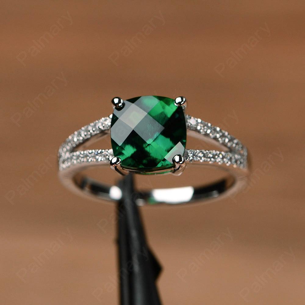 Cushion Cut Emerald Split Rings - Palmary