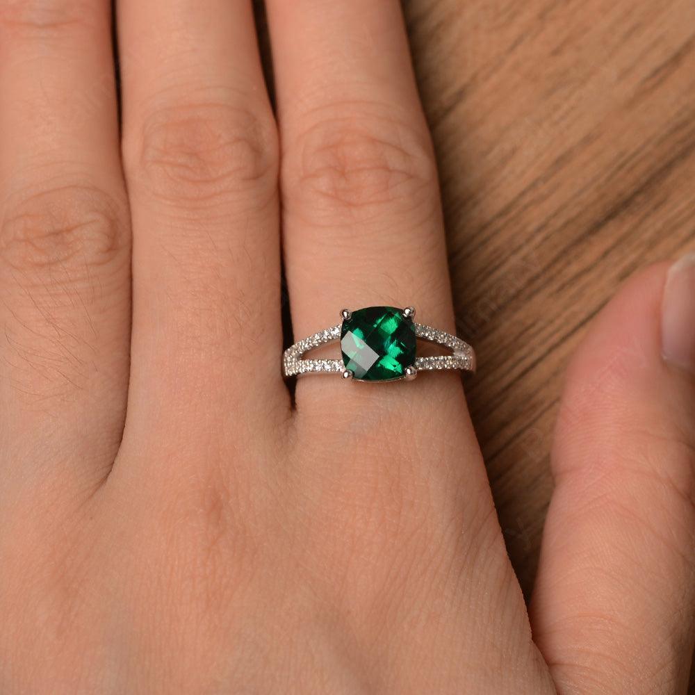 Cushion Cut Emerald Split Rings - Palmary