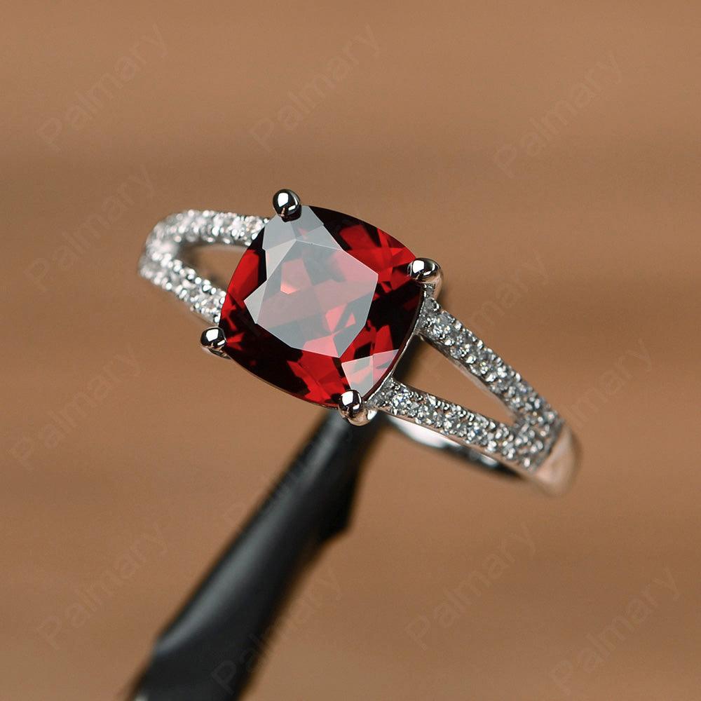 Cushion Cut Garnet Split Rings - Palmary