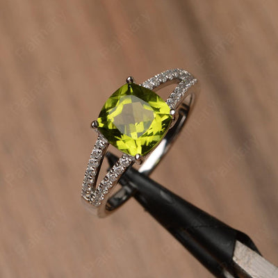 Cushion Cut Peridot Split Rings - Palmary