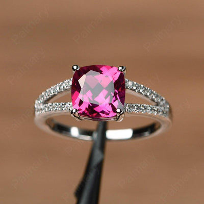 Cushion Cut Ruby Split Rings - Palmary