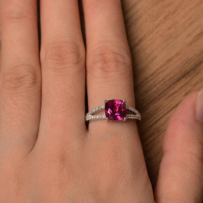 Cushion Cut Ruby Split Rings - Palmary