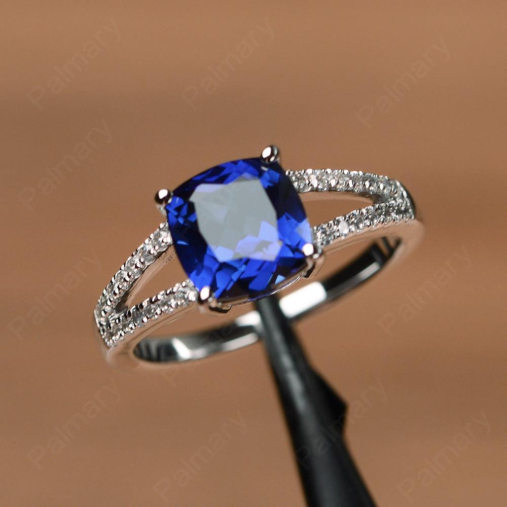 Cushion Cut Sapphire Split Rings - Palmary