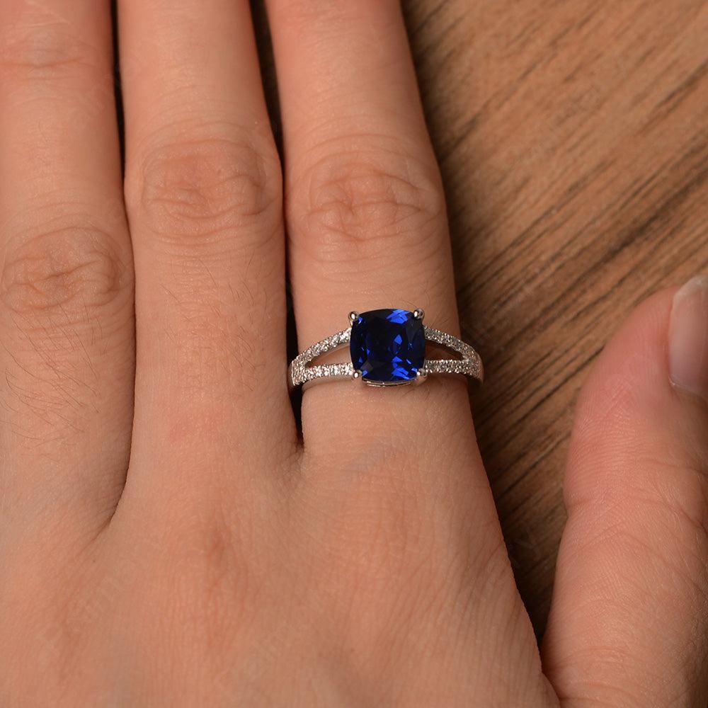 Cushion Cut Sapphire Split Rings - Palmary
