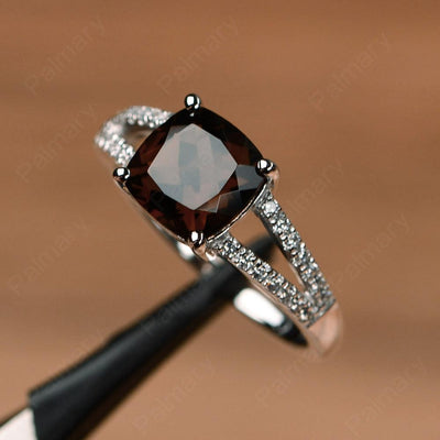 Cushion Cut Smoky Quartz  Split Rings - Palmary