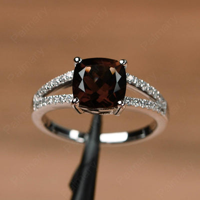 Cushion Cut Smoky Quartz  Split Rings - Palmary