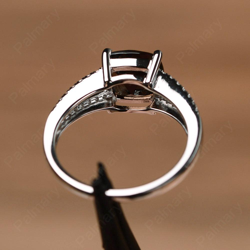 Cushion Cut Smoky Quartz  Split Rings - Palmary