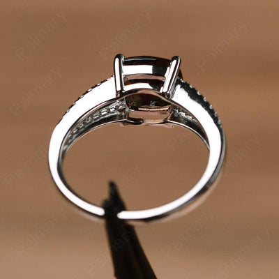 Cushion Cut Smoky Quartz  Split Rings - Palmary