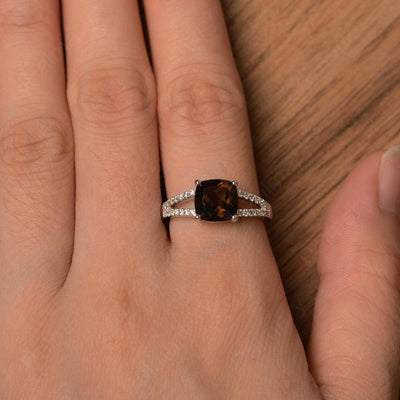 Cushion Cut Smoky Quartz  Split Rings - Palmary