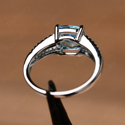 Cushion Cut Swiss Blue Topaz Split Rings - Palmary