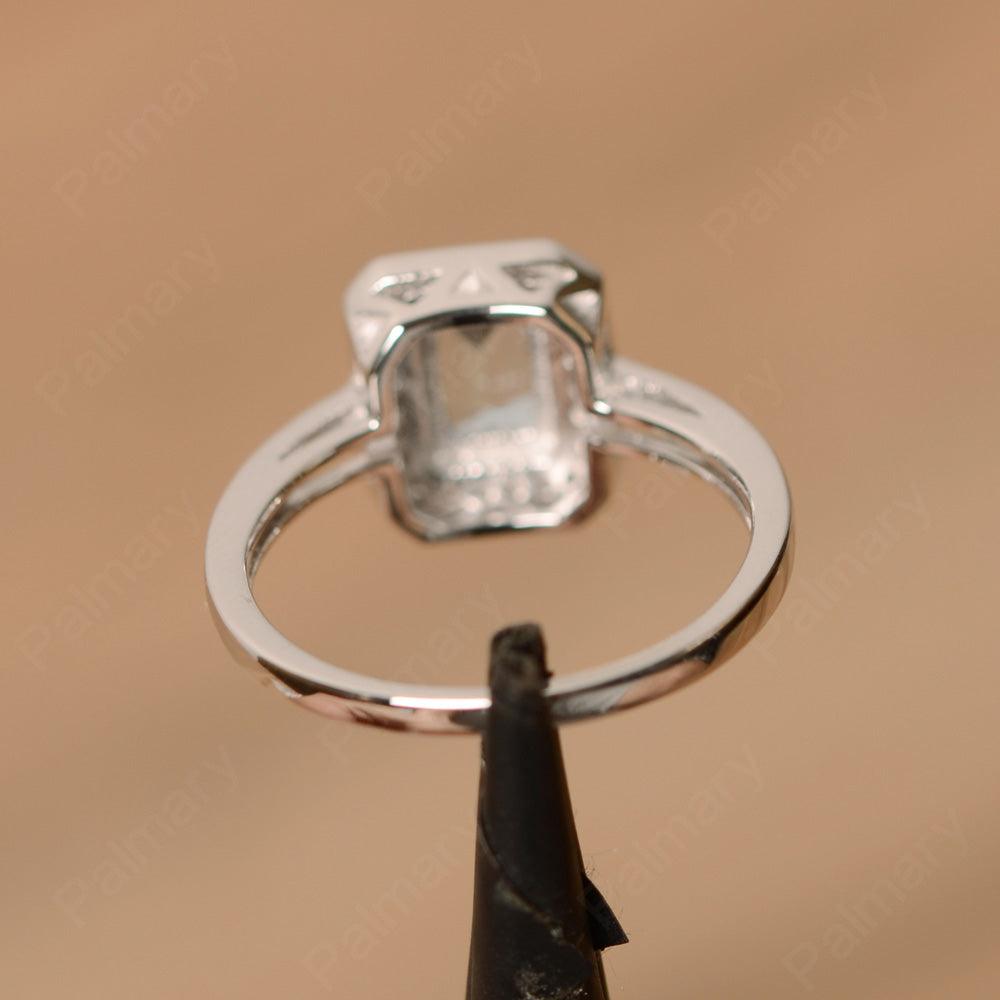 Emerald Cut Aquamarine Halo Rings - Palmary