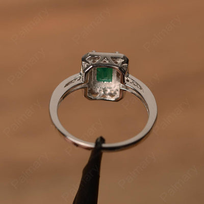 Emerald Cut Emerald Halo Rings - Palmary