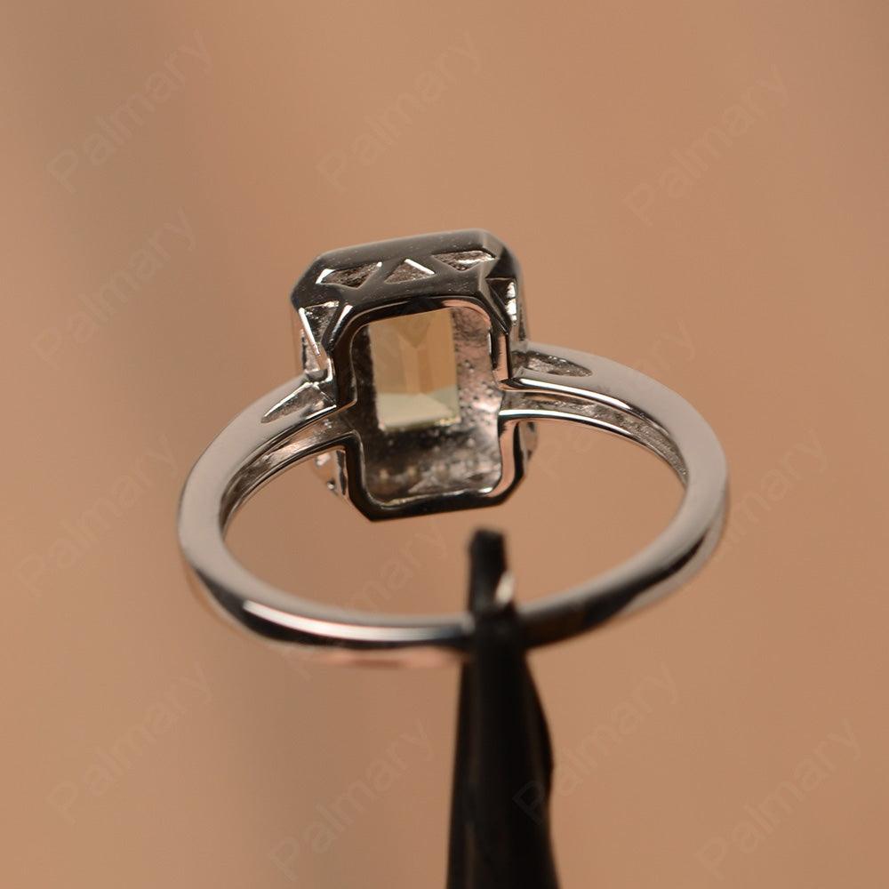 Emerald Cut Lemon Quartz Halo Rings - Palmary