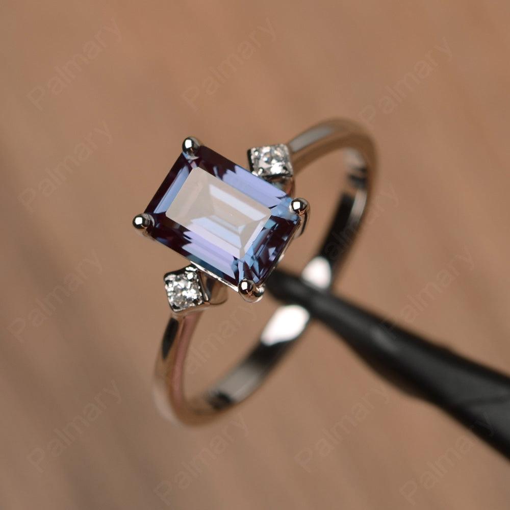 Emerald Cut Alexandrite Wedding Rings - Palmary