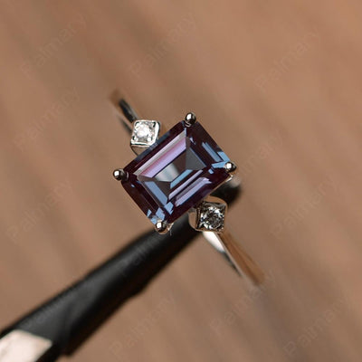 Emerald Cut Alexandrite Wedding Rings - Palmary