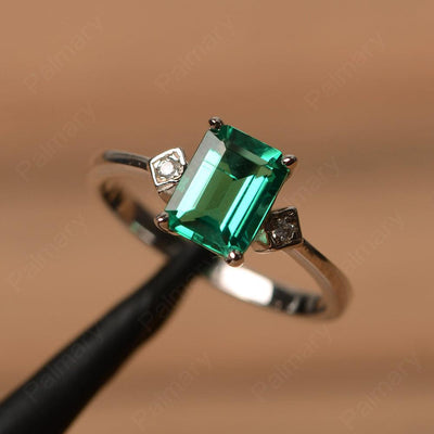 Emerald Cut Emerald Wedding Rings - Palmary