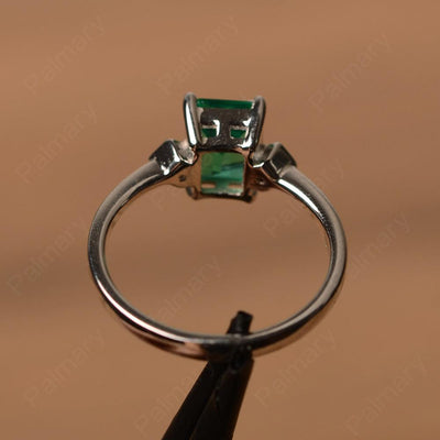 Emerald Cut Emerald Wedding Rings - Palmary