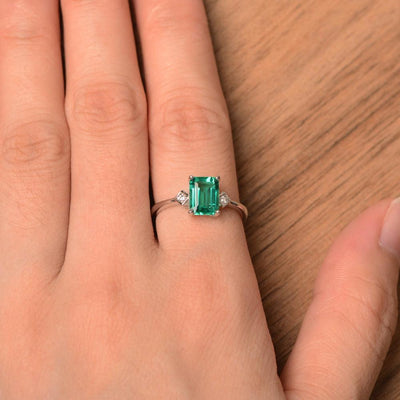 Emerald Cut Emerald Wedding Rings - Palmary