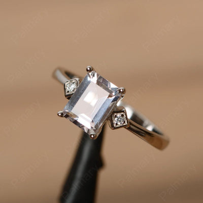 Emerald Cut Morganite Wedding Rings - Palmary