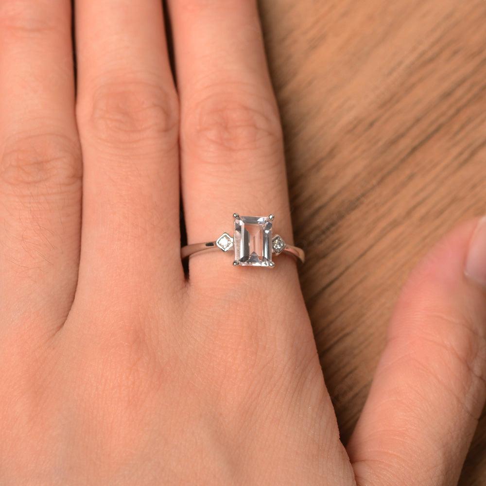 Emerald Cut Morganite Wedding Rings - Palmary