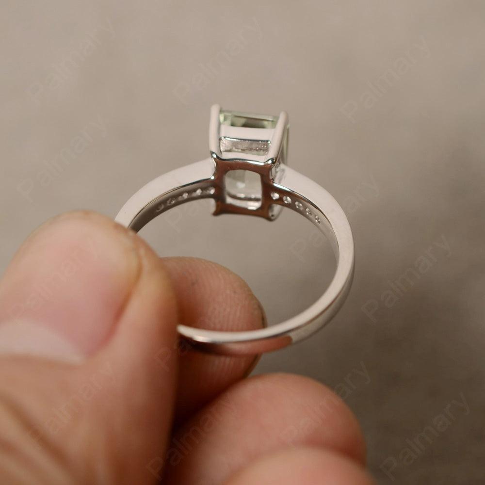 Emerald Cut Green Amethyst Engagement Rings - Palmary