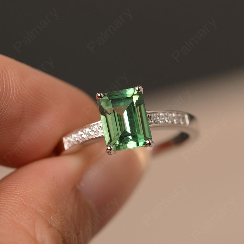 Emerald Cut Green Sapphire Engagement Rings - Palmary