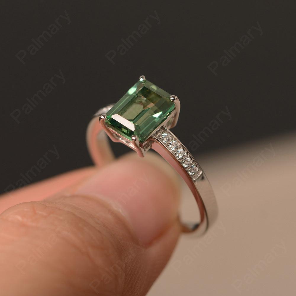 Emerald Cut Green Sapphire Engagement Rings - Palmary