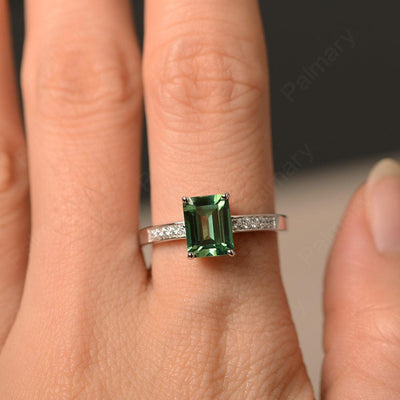 Emerald Cut Green Sapphire Engagement Rings - Palmary