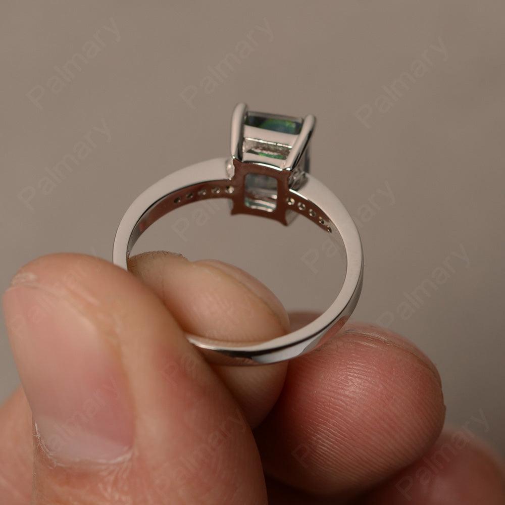 Emerald Cut Mystic Topaz Engagement Rings - Palmary