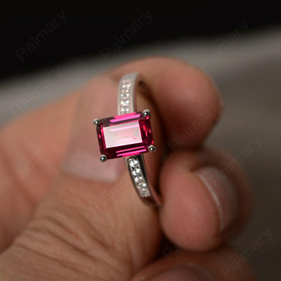 Emerald Cut Ruby Engagement Rings - Palmary