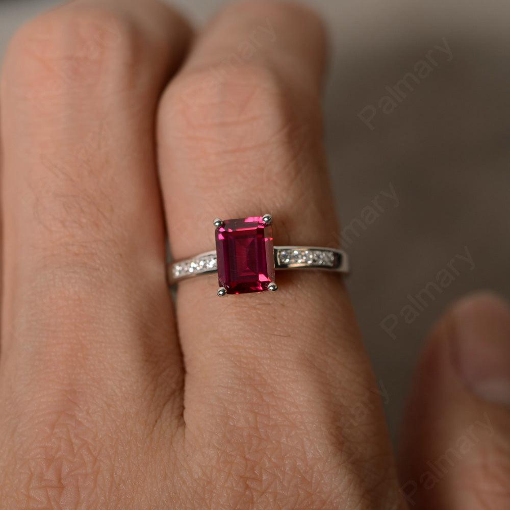 Emerald Cut Ruby Engagement Rings - Palmary