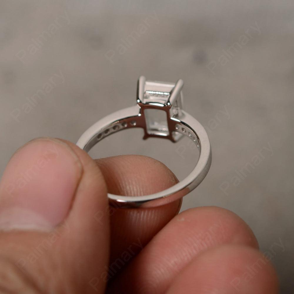 Emerald Cut White Topaz Engagement Rings - Palmary