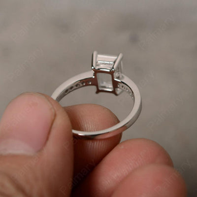 Emerald Cut White Topaz Engagement Rings - Palmary