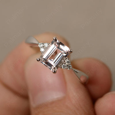 Emerald Cut Morganite Wedding Ring - Palmary