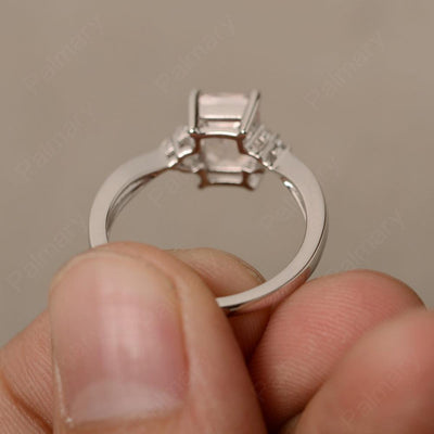 Emerald Cut Morganite Wedding Ring - Palmary