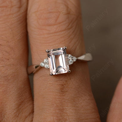Emerald Cut Morganite Wedding Ring - Palmary
