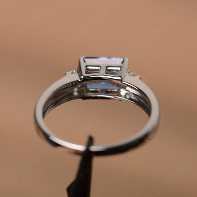 Emerald Cut Horizontal Alexandrite Engagement Rings - Palmary