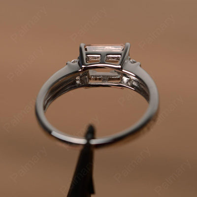 Emerald Cut Horizontal Morganite Engagement Rings - Palmary
