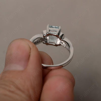 Emerald Cut Vintage Aquamarine Rings - Palmary