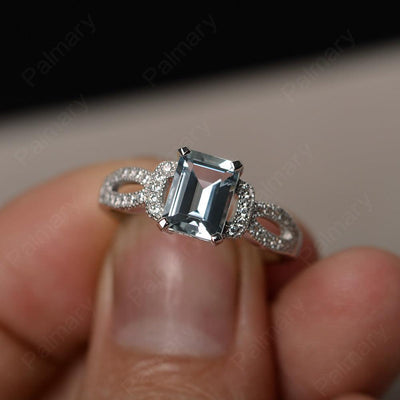 Emerald Cut Vintage Aquamarine Rings - Palmary