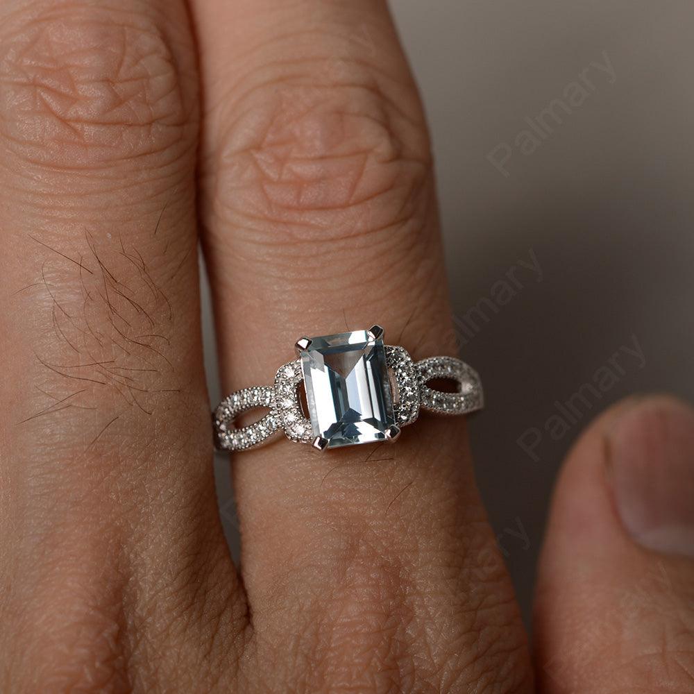 Emerald Cut Vintage Aquamarine Rings - Palmary