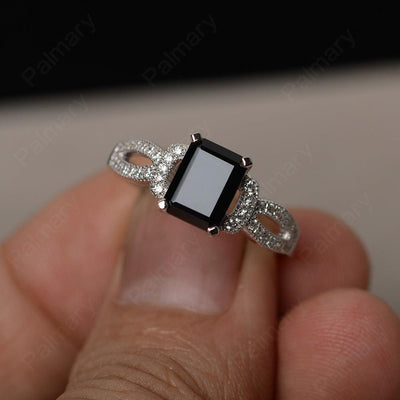 Emerald Cut Vintage Black Spinel Rings - Palmary