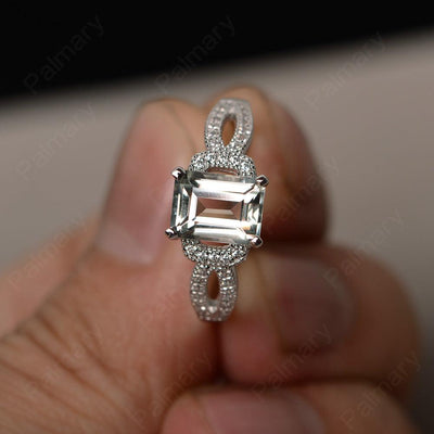 Emerald Cut Vintage Green Amethyst Rings - Palmary