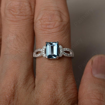 Emerald Cut Vintage London Blue Topaz Rings - Palmary