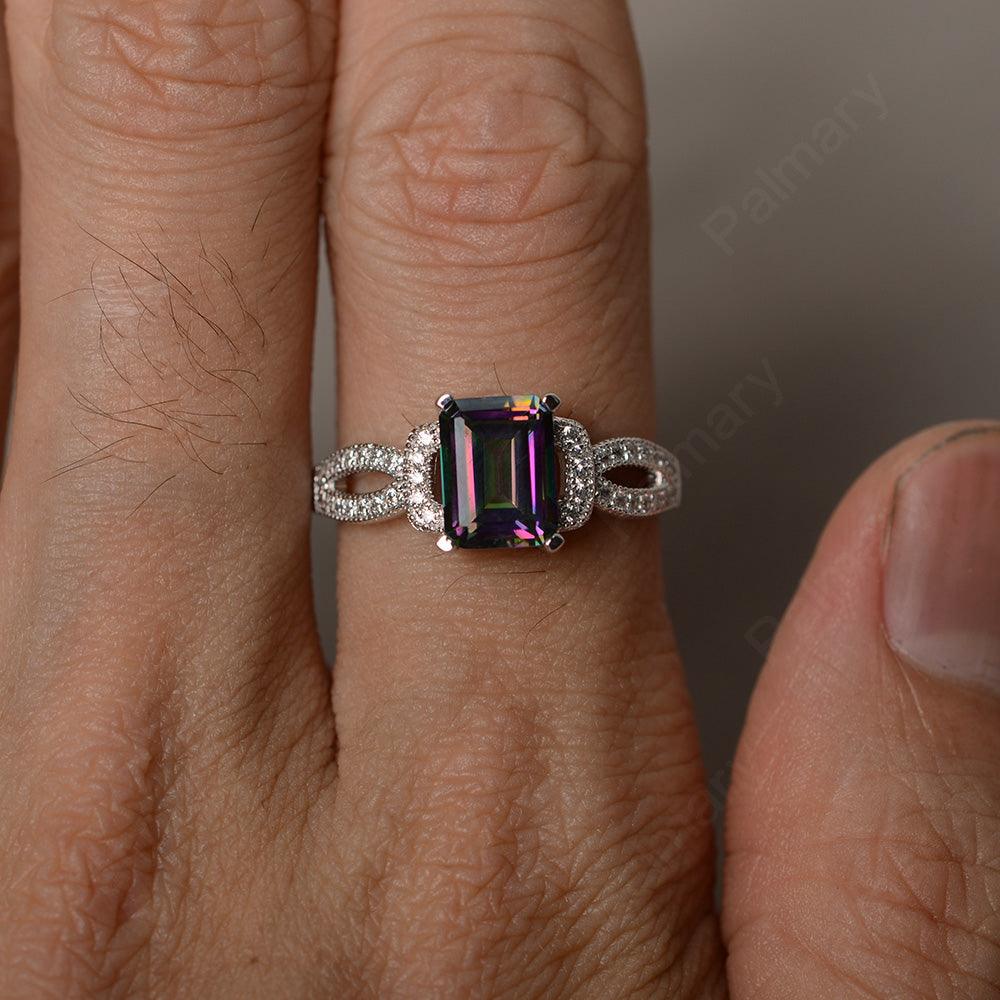 Emerald Cut Vintage Mystic Topaz Rings - Palmary