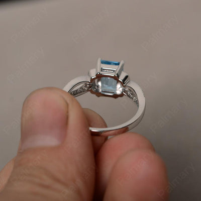 Emerald Cut Vintage Swiss Blue Topaz Rings - Palmary