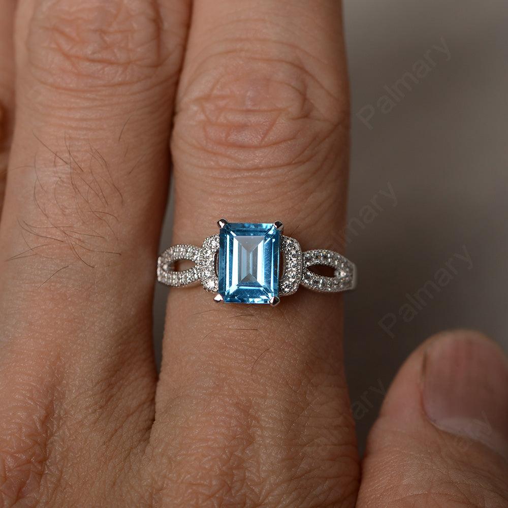 Emerald Cut Vintage Swiss Blue Topaz Rings - Palmary